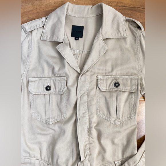 $198‼️Joe’s Jeans Denim Khaki Long Sleeves Collared Romper Military Cargo Safari - Picture 7 of 10